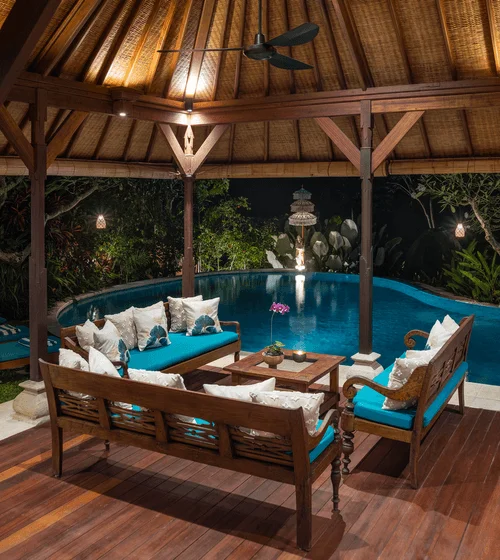 Relax by the pool at night